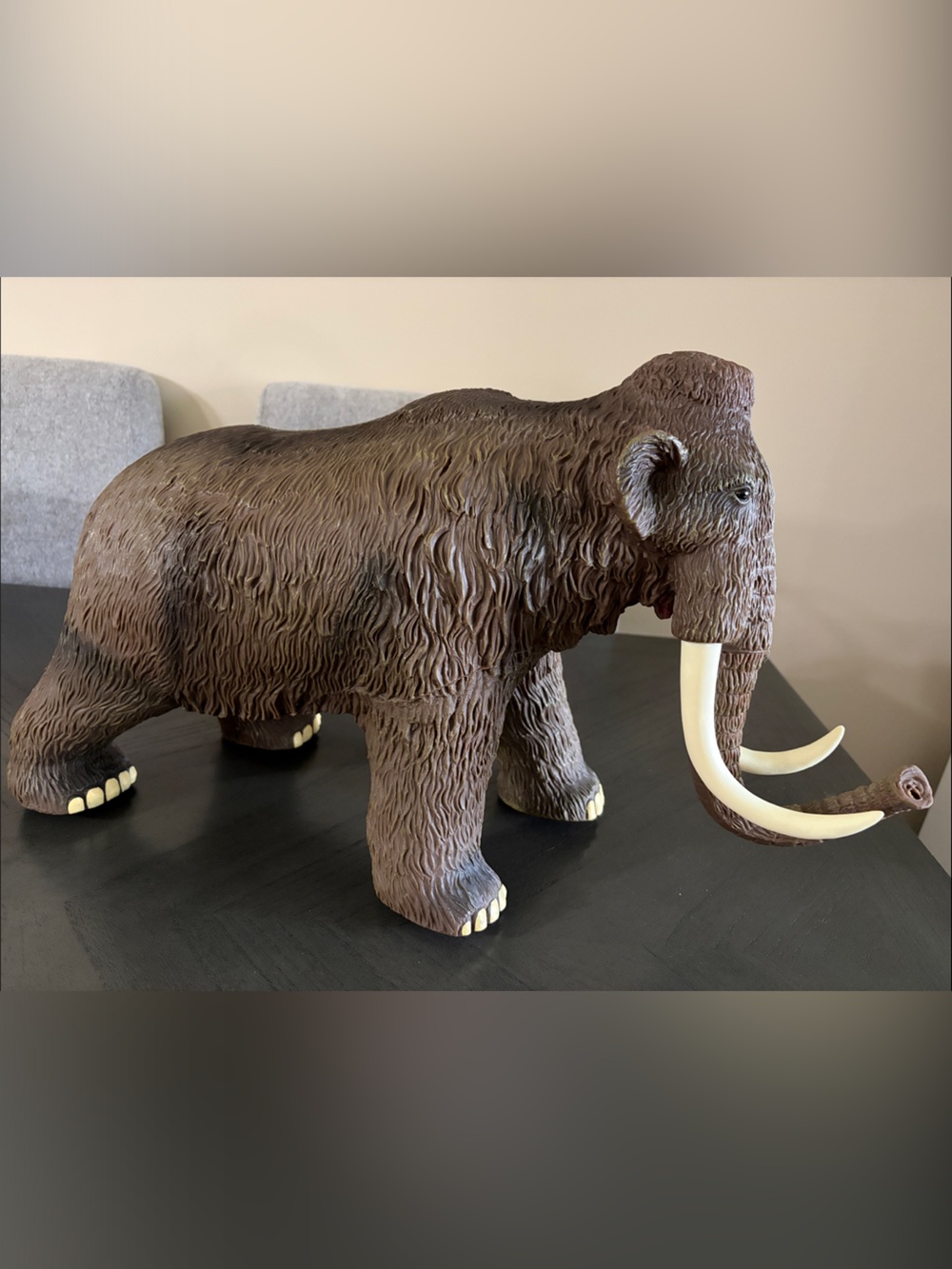 Brown Woolly Mammoth Sculpture Home Art -soft vinyl figure
